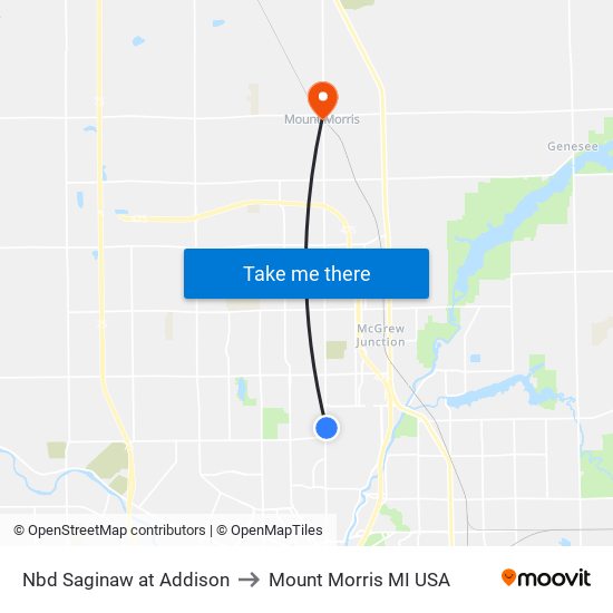 Nbd Saginaw at Addison to Mount Morris MI USA map