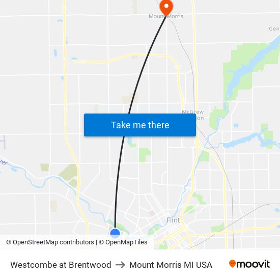 Westcombe at Brentwood to Mount Morris MI USA map