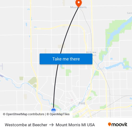 Westcombe at Beecher to Mount Morris MI USA map