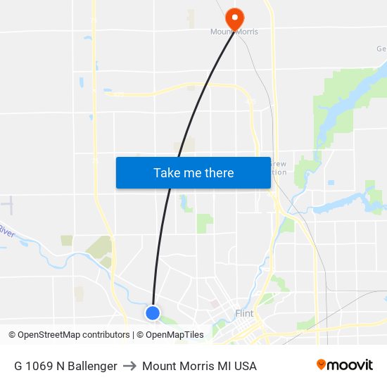 G 1069 N Ballenger to Mount Morris MI USA map