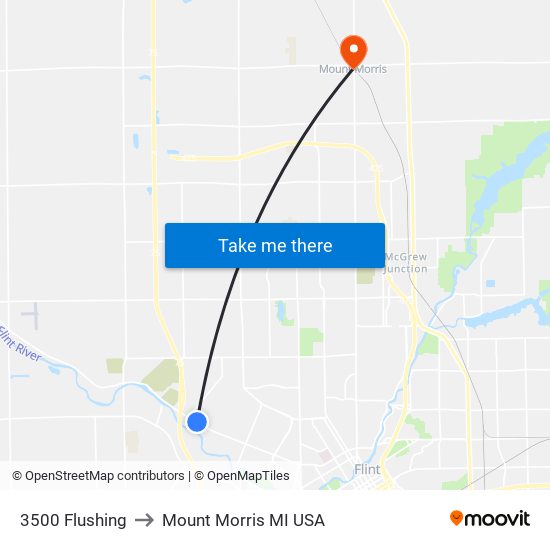 3500 Flushing to Mount Morris MI USA map