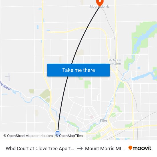 Wbd Court at Clovertree Apartments to Mount Morris MI USA map