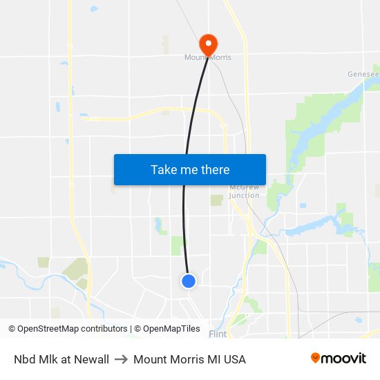 Nbd Mlk at Newall to Mount Morris MI USA map