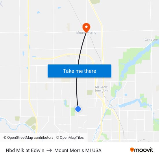 Nbd Mlk at Edwin to Mount Morris MI USA map