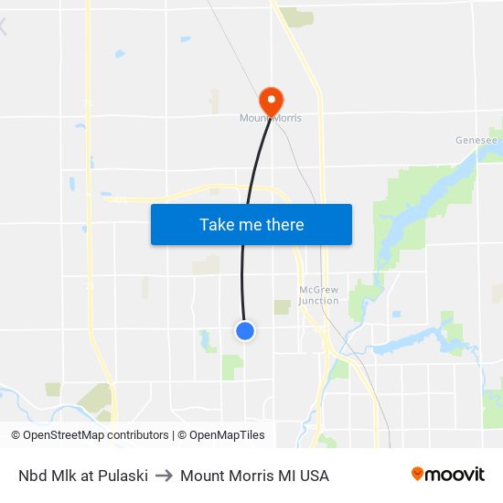 Nbd Mlk at Pulaski to Mount Morris MI USA map