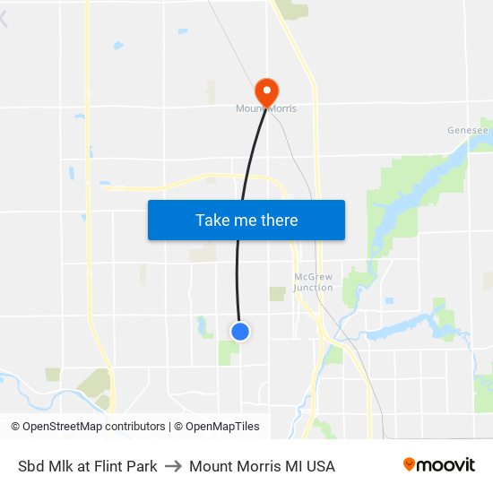 Sbd Mlk at Flint Park to Mount Morris MI USA map