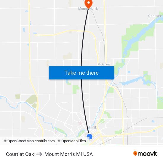 Court at Oak to Mount Morris MI USA map