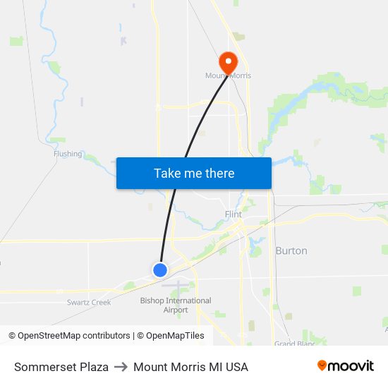 Sommerset Plaza to Mount Morris MI USA map