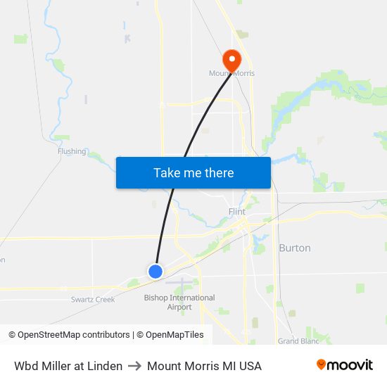 Wbd Miller at Linden to Mount Morris MI USA map
