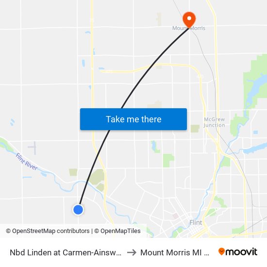 Nbd Linden at Carmen-Ainsworth to Mount Morris MI USA map