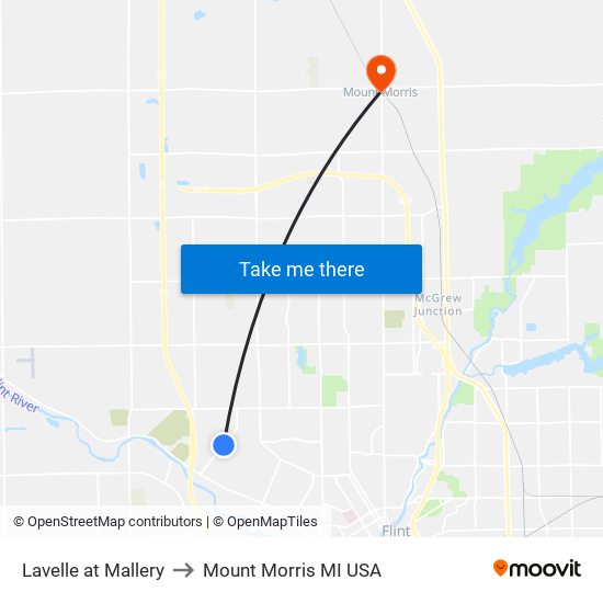 Lavelle at Mallery to Mount Morris MI USA map