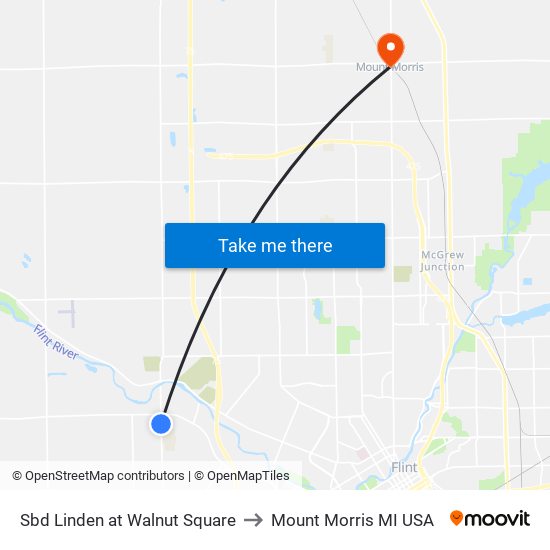 Sbd Linden at Walnut Square to Mount Morris MI USA map