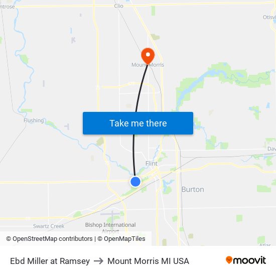 Ebd Miller at Ramsey to Mount Morris MI USA map