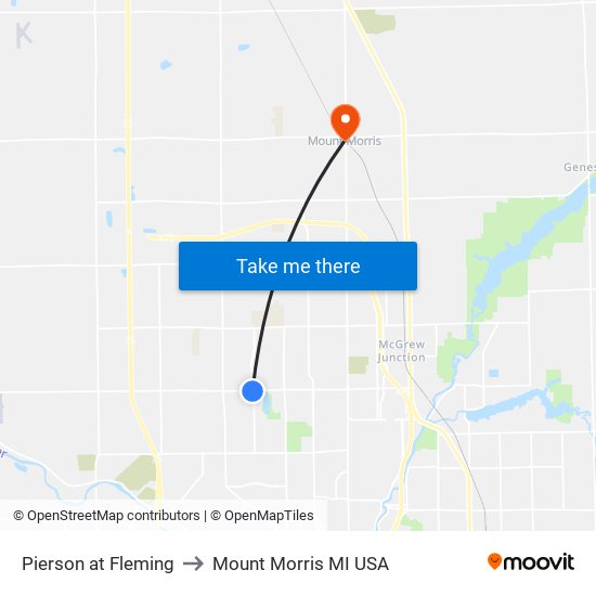 Pierson at Fleming to Mount Morris MI USA map