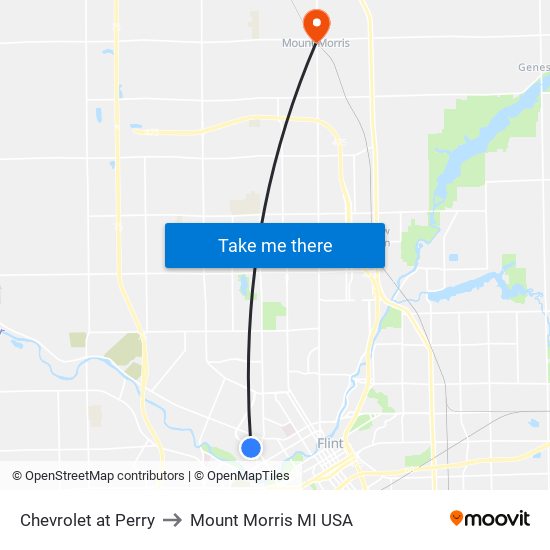 Chevrolet at Perry to Mount Morris MI USA map