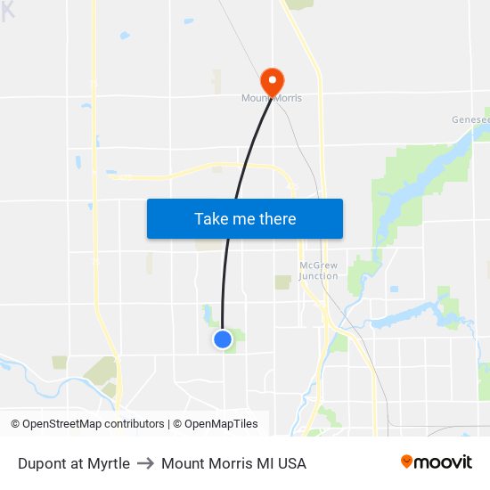 Dupont at Myrtle to Mount Morris MI USA map