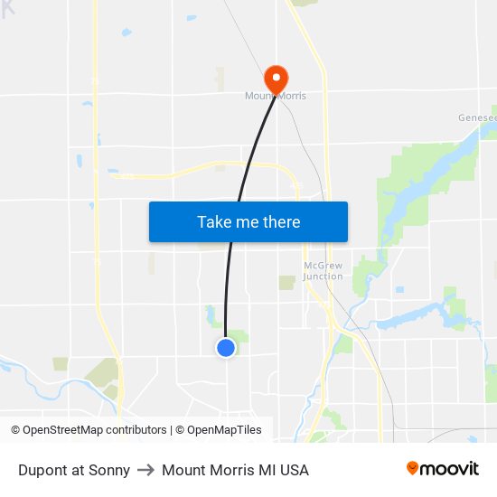 Dupont at Sonny to Mount Morris MI USA map