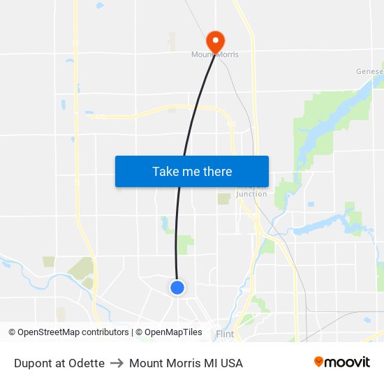 Dupont at Odette to Mount Morris MI USA map