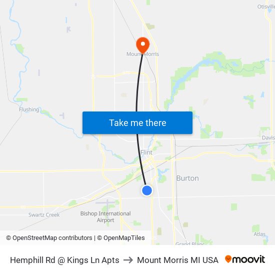 Hemphill Rd @ Kings Ln Apts to Mount Morris MI USA map