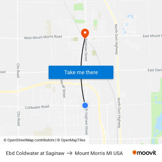 Ebd Coldwater at Saginaw to Mount Morris MI USA map