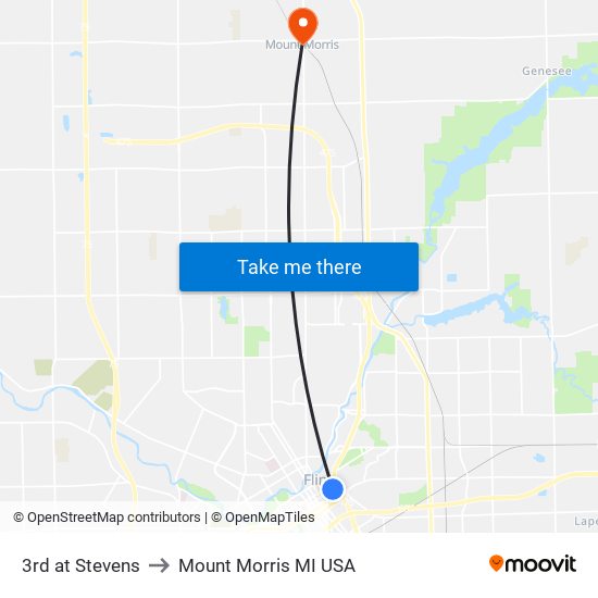 3rd at Stevens to Mount Morris MI USA map