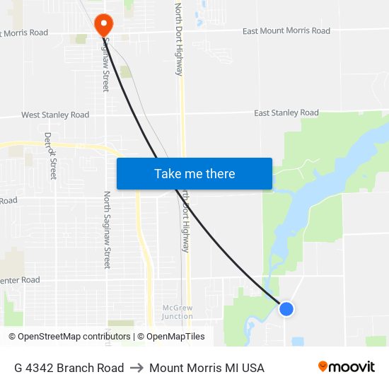 G 4342 Branch Road to Mount Morris MI USA map
