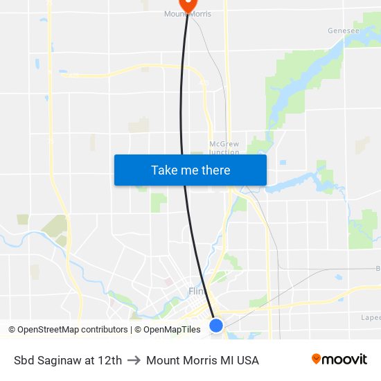 Sbd Saginaw at 12th to Mount Morris MI USA map