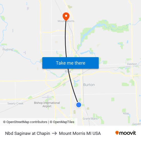 Nbd Saginaw at Chapin to Mount Morris MI USA map