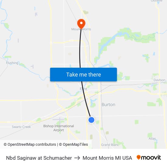 Nbd Saginaw at Schumacher to Mount Morris MI USA map
