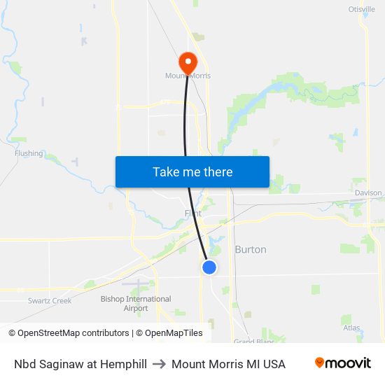 Nbd Saginaw at Hemphill to Mount Morris MI USA map