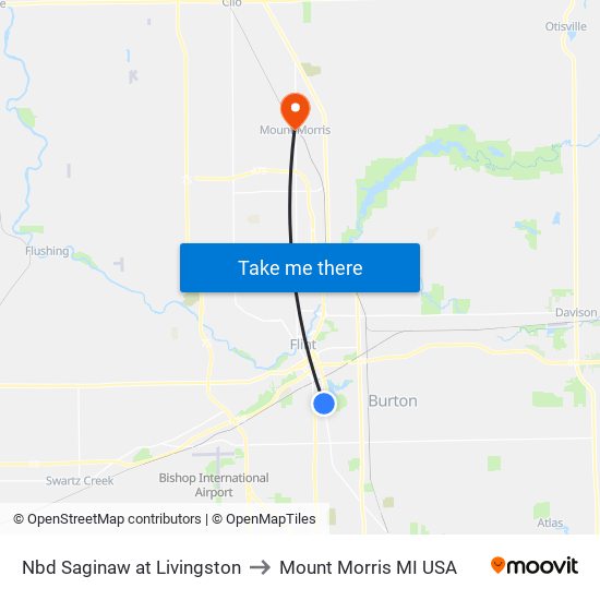 Nbd Saginaw at Livingston to Mount Morris MI USA map