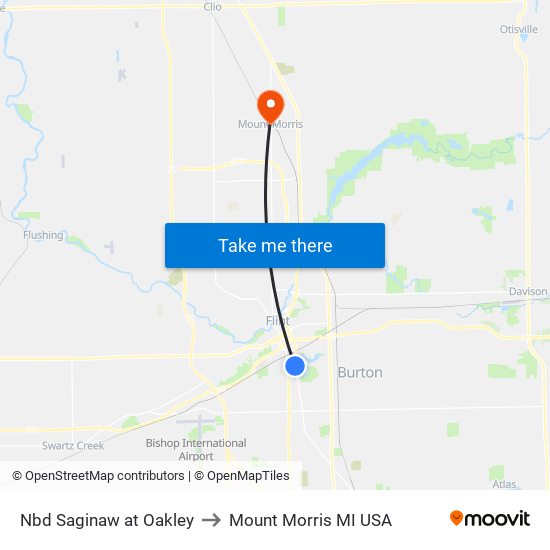 Nbd Saginaw at Oakley to Mount Morris MI USA map