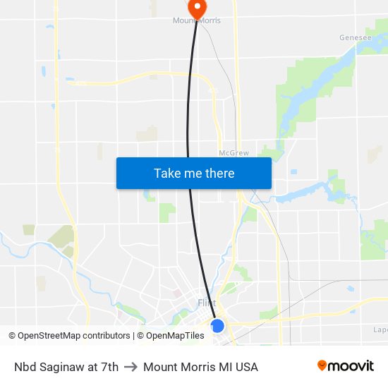 Nbd Saginaw at 7th to Mount Morris MI USA map