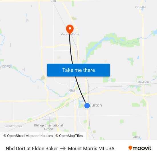 Nbd Dort at Eldon Baker to Mount Morris MI USA map