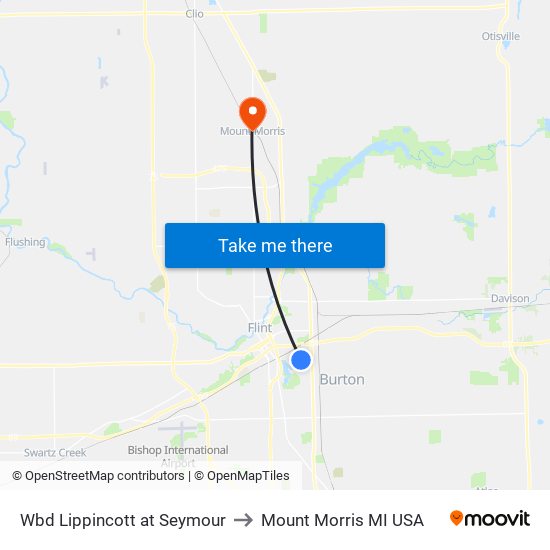 Wbd Lippincott at Seymour to Mount Morris MI USA map