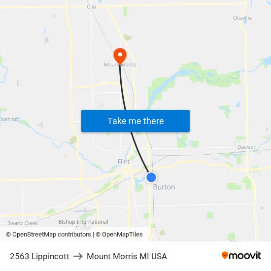 2563 Lippincott to Mount Morris MI USA map