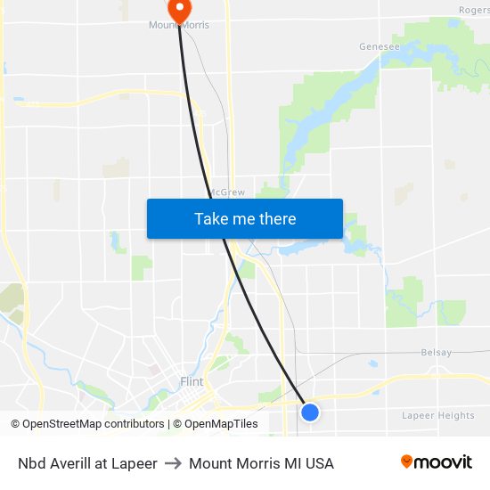 Nbd Averill at Lapeer to Mount Morris MI USA map