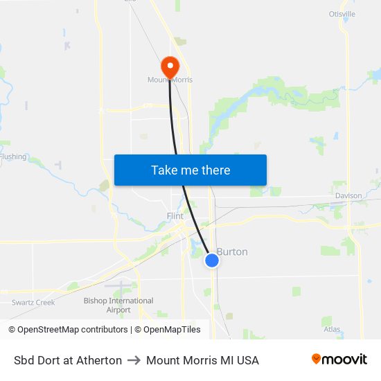 Sbd Dort at Atherton to Mount Morris MI USA map