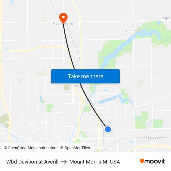 Wbd Davison at Averill to Mount Morris MI USA map