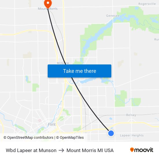 Wbd Lapeer at Munson to Mount Morris MI USA map
