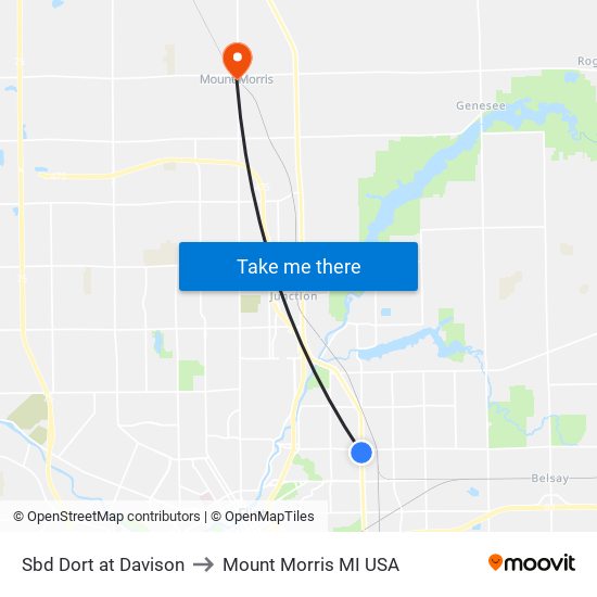 Sbd Dort at Davison to Mount Morris MI USA map