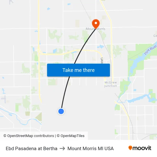 Ebd Pasadena at Bertha to Mount Morris MI USA map