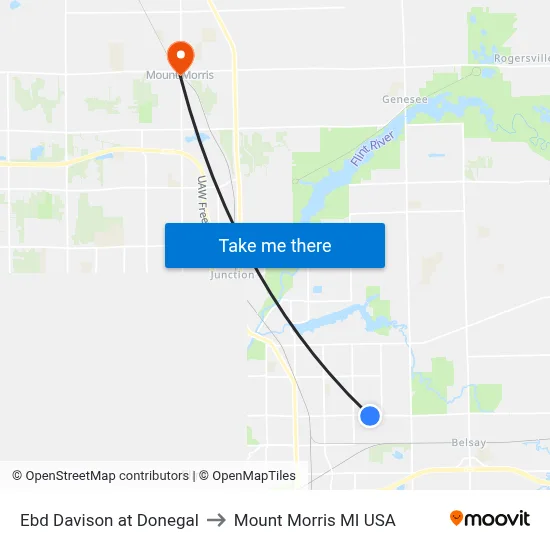 Ebd Davison at Donegal to Mount Morris MI USA map