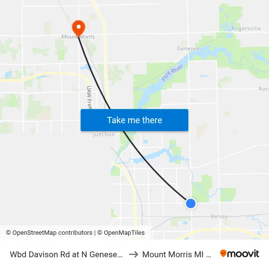 Wbd Davison Rd at N Genesee Rd to Mount Morris MI USA map