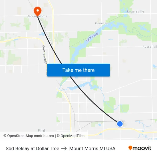 Sbd Belsay at Dollar Tree to Mount Morris MI USA map