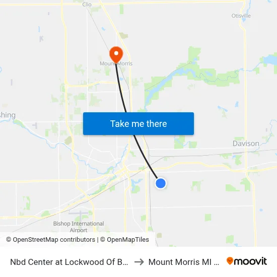 Nbd Center at Lockwood Of Burton to Mount Morris MI USA map