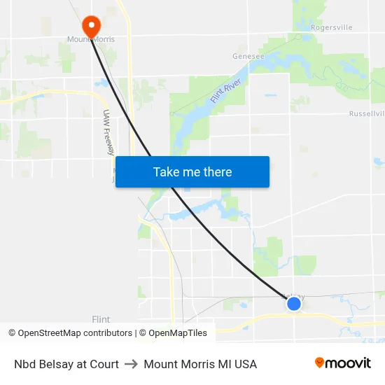 Nbd Belsay at Court to Mount Morris MI USA map