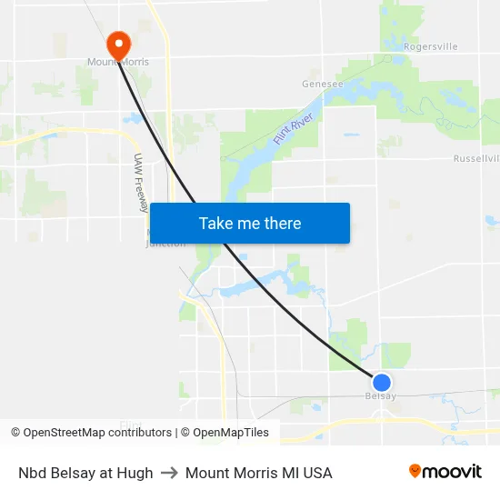 Nbd Belsay at Hugh to Mount Morris MI USA map