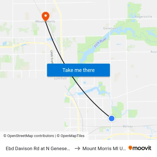 Ebd Davison Rd at N Genesee Rd to Mount Morris MI USA map