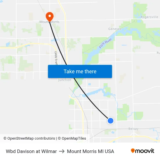 Wbd Davison at Wilmar to Mount Morris MI USA map